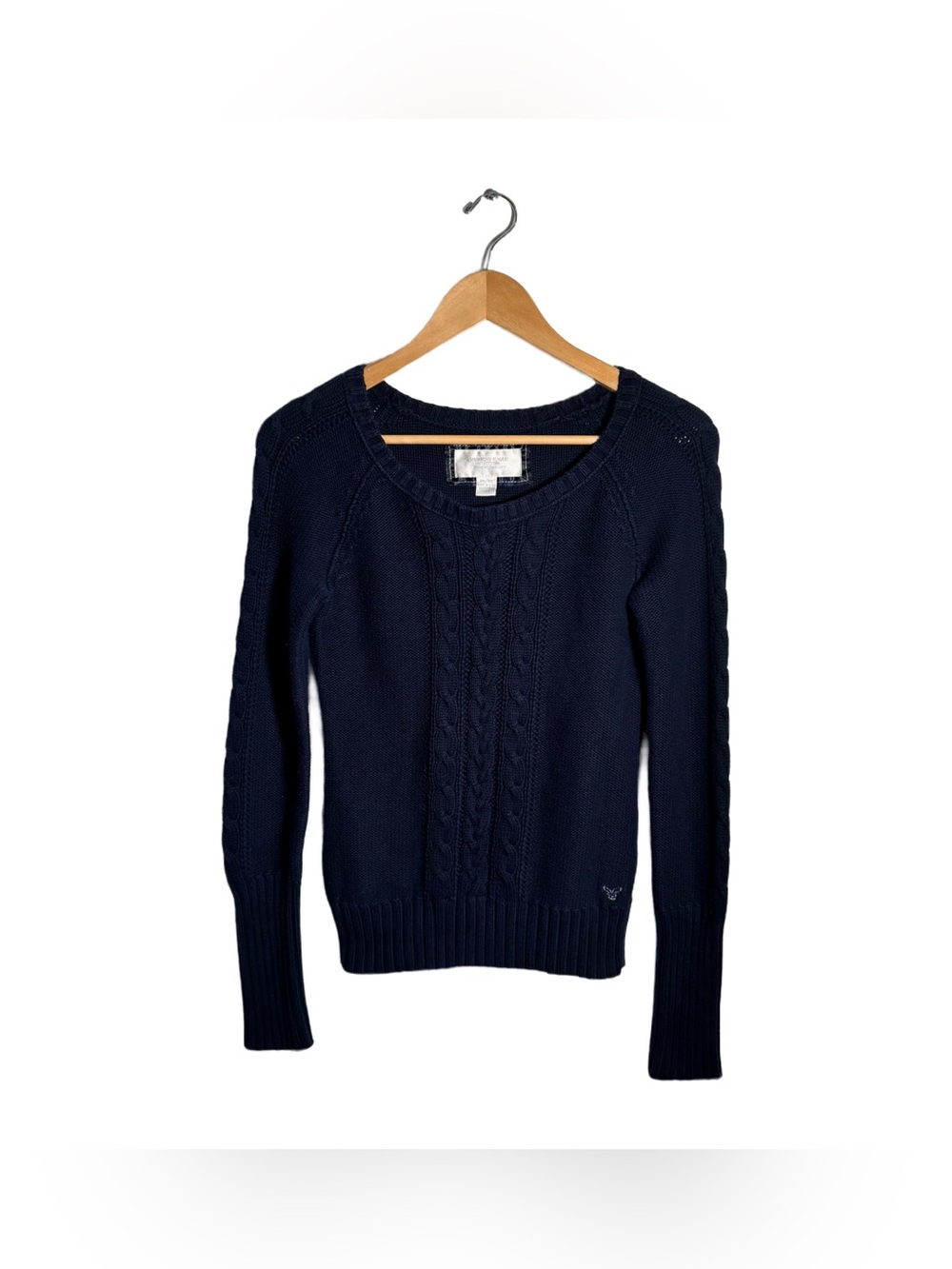 Y2K American Eagle Sweater Women's Medium Blue Knit Crewneck Vintage Coquette